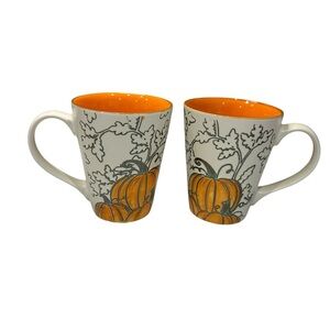 Eli & Ani Ceramic Gold Pumpkin Harvest Coffee Mug Set of 2